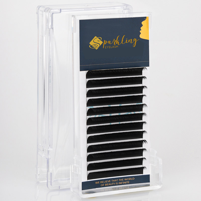 12 смужок Easy Fan Volume Lash Extensions 0,07 D Curl Korean PBT Lashes