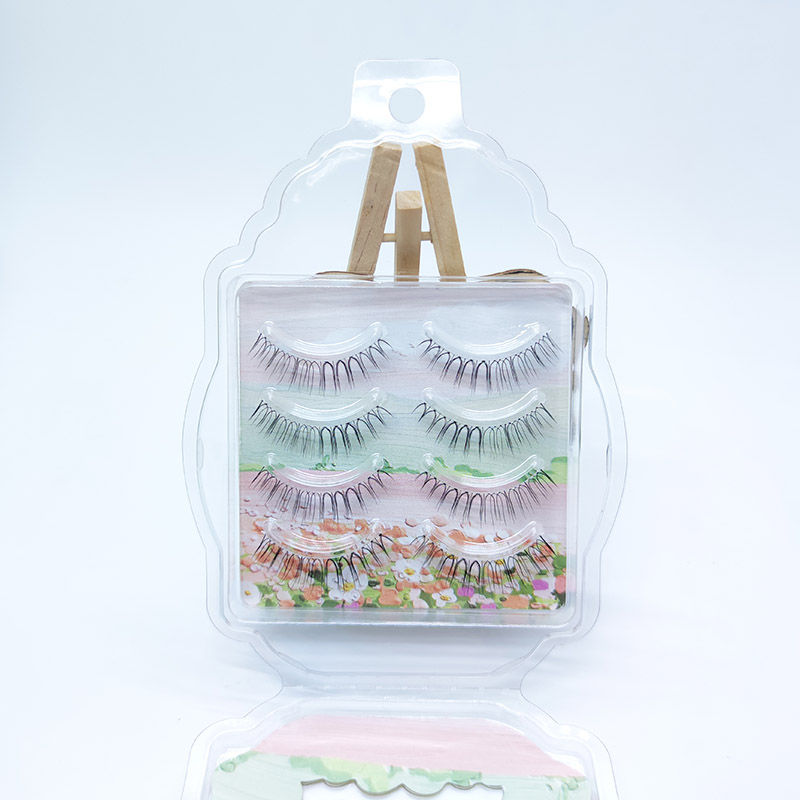 4 пари накладних вій Natural Look Strip Cross Clear Band 5-7mm Cross Eyelash JK1